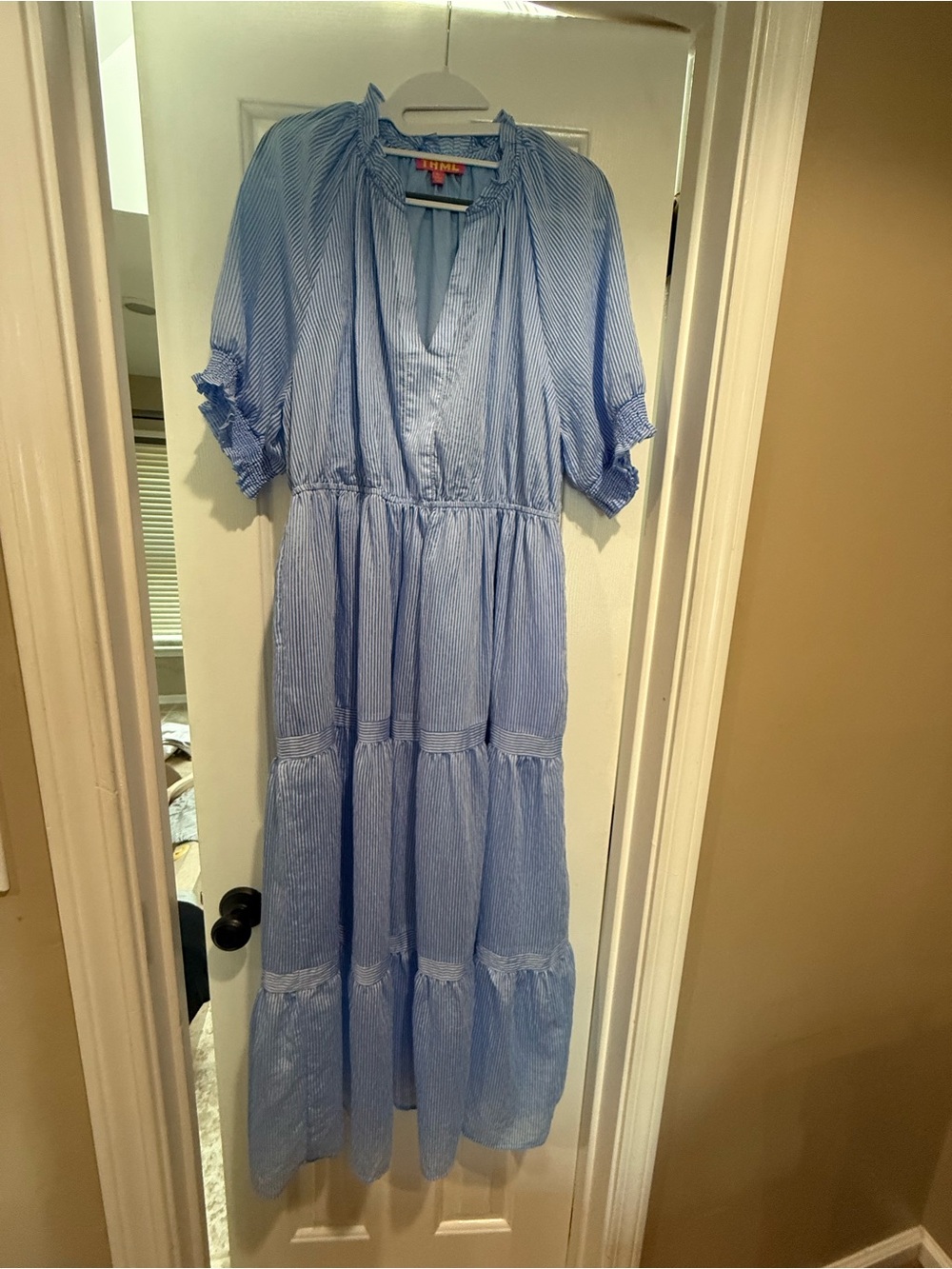 THML Blue and White Striped Maxi Dress